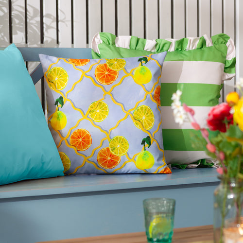 Geometric Blue Cushions - Citrus Trellis Printed Outdoor Cushion Cover Blue Wylder Nature