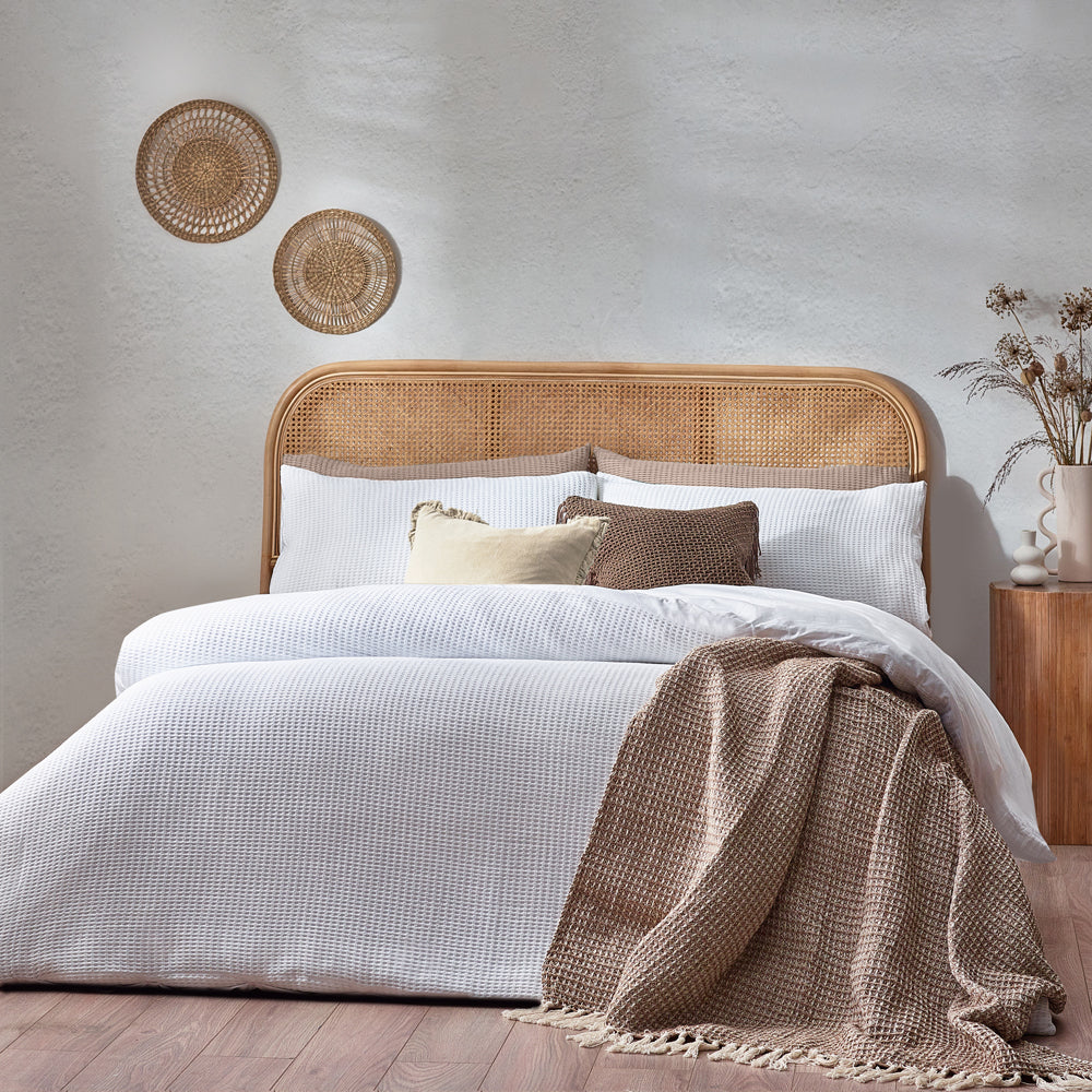 Plain White Bedding - Chunky Waffle  Duvet Cover Set White Yard
