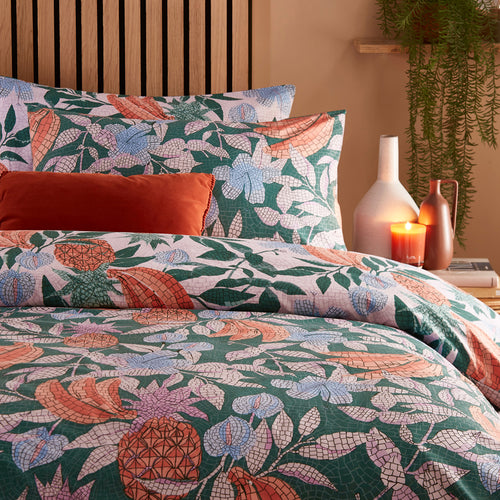Floral Green Bedding - Cypressa Printed Floral Mosaic Duvet Cover Set Jade furn.