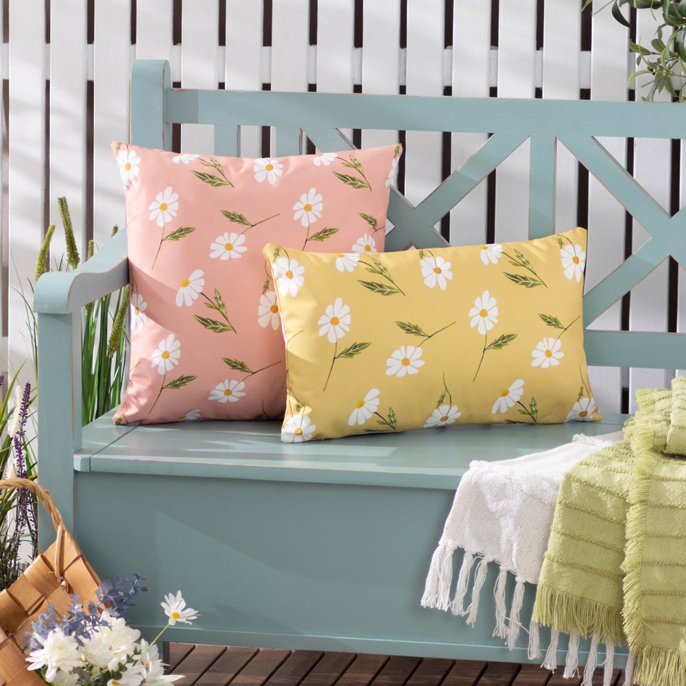 Daisies Floral Reversible Outdoor Cushion Yellow