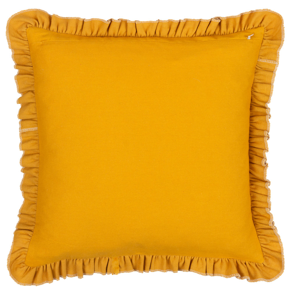 Daisy Frill Embroidered Velvet Cushion Gold