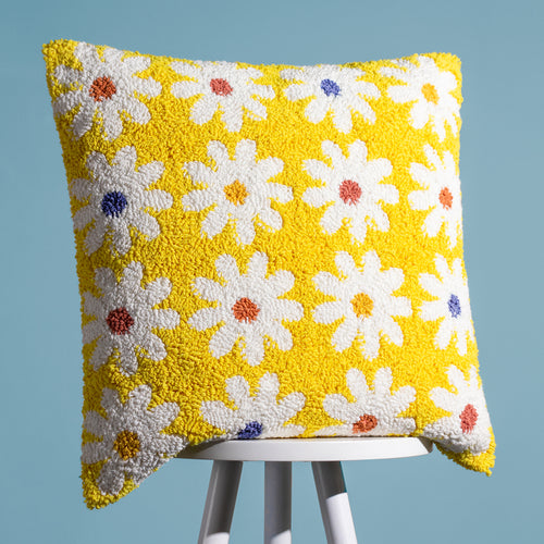Floral Yellow Cushions - Daisy New Knitted Cushion Cover Mellow Yellow heya home