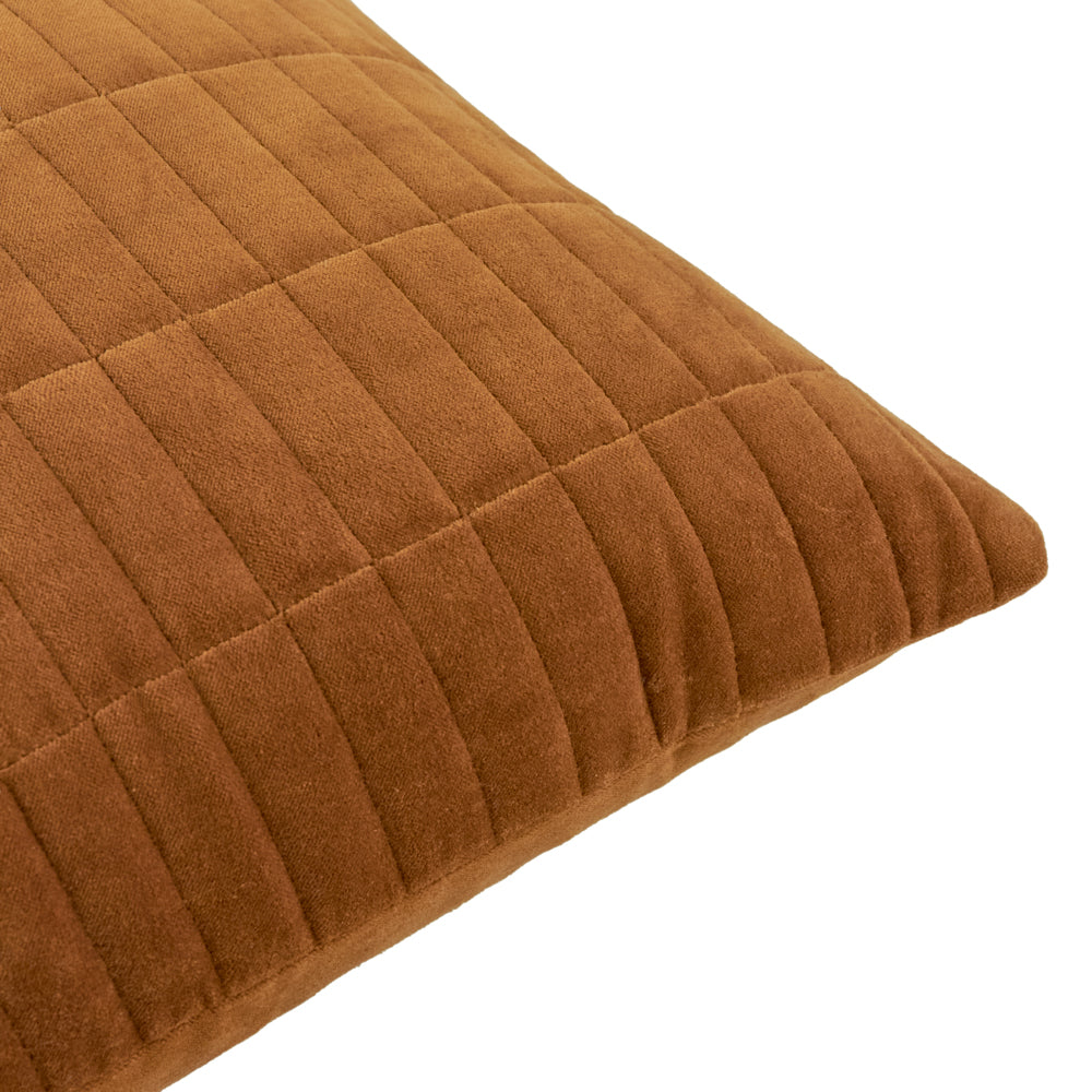 Dales Quilted Cotton Velvet Cushion Pecan