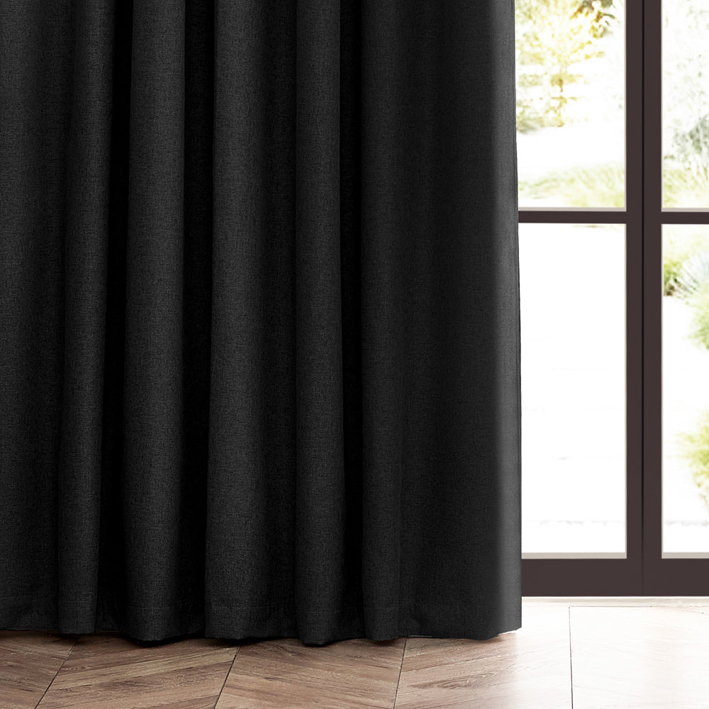 Dawn Textured Blackout Pencil Pleat Curtains Black