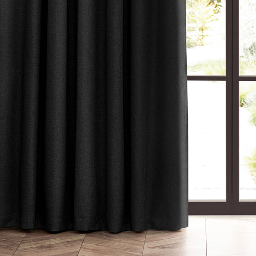 Plain Black Curtains - Dawn Blackout Pencil Pleat Curtains Black furn.