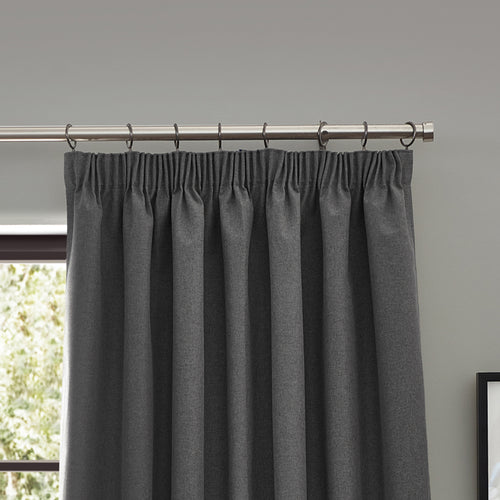 Plain Grey Curtains - Dawn Blackout Pencil Pleat Curtains Charcoal furn.