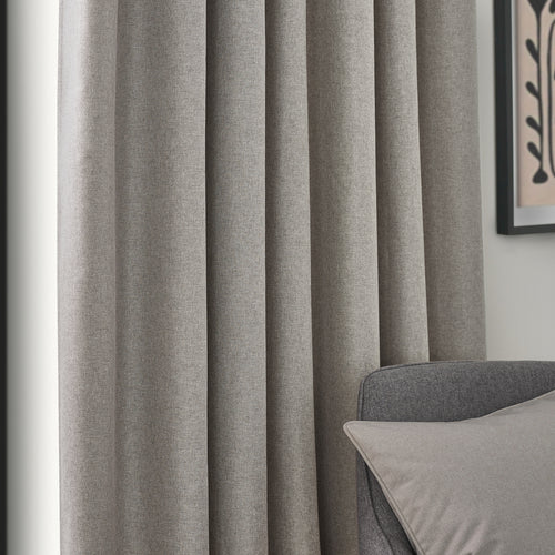 Plain Beige Curtains - Dawn Blackout Pencil Pleat Curtains Linen furn.