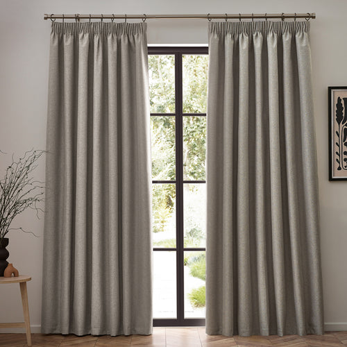 Plain Beige Curtains - Dawn Blackout Pencil Pleat Curtains Linen furn.