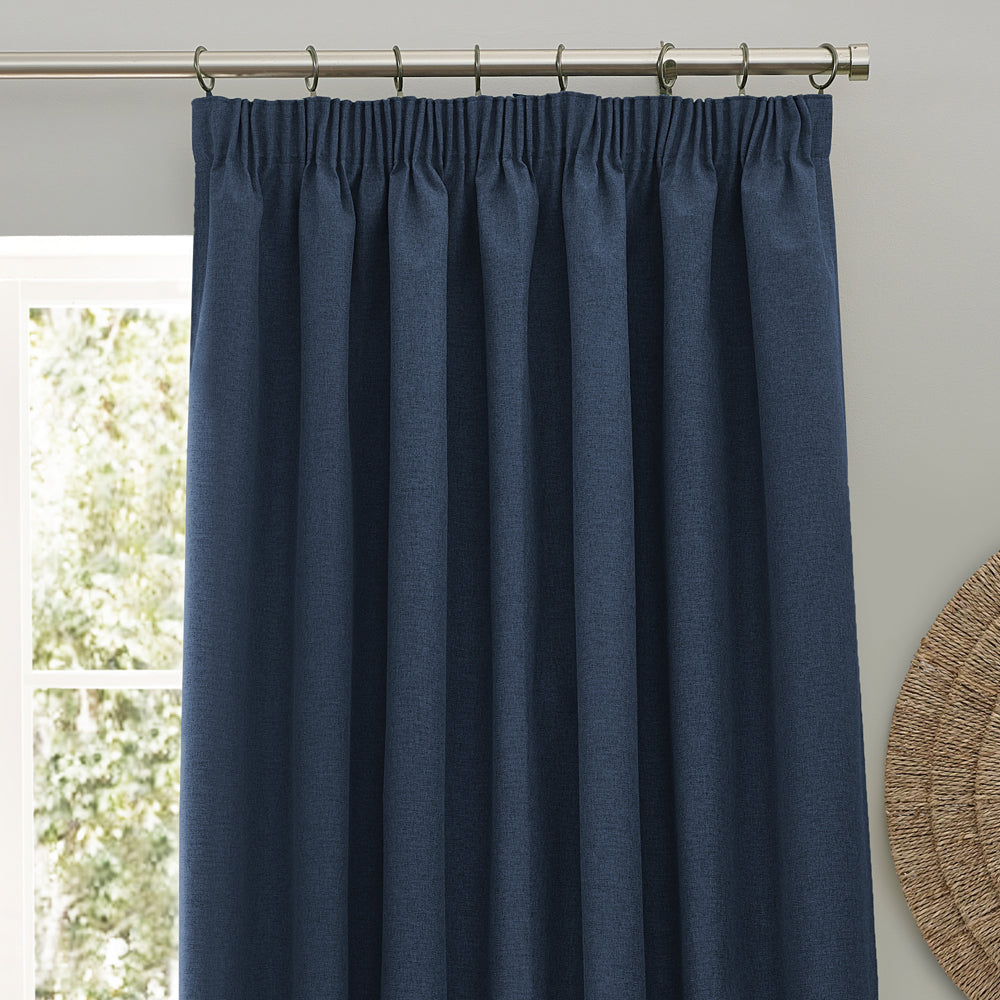 Dawn Textured Blackout Pencil Pleat Curtains Midnight