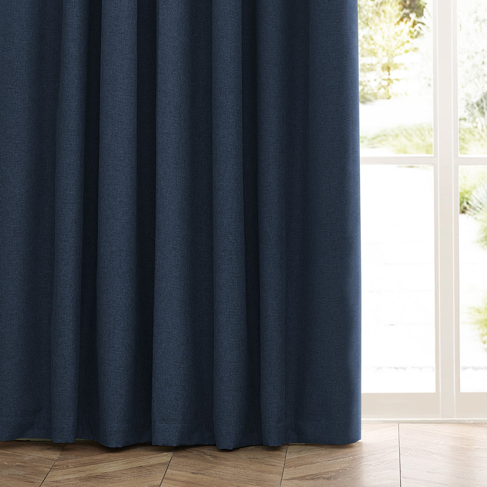 Dawn Textured Blackout Pencil Pleat Curtains Midnight