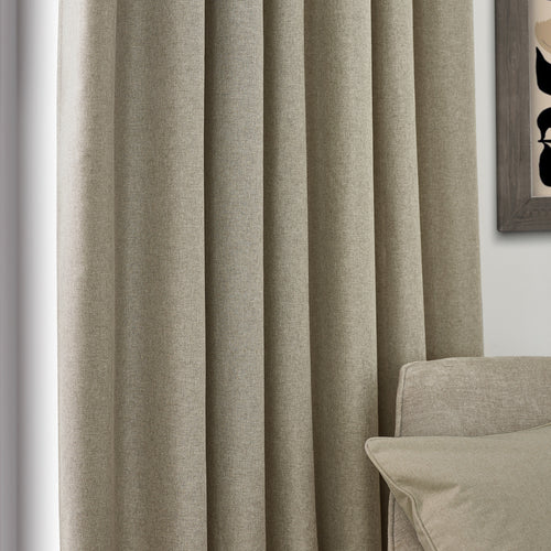 Plain Beige Curtains - Dawn Blackout Pencil Pleat Curtains Natural furn.