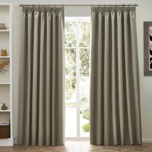 Plain Beige Curtains - Dawn Blackout Pencil Pleat Curtains Natural furn.