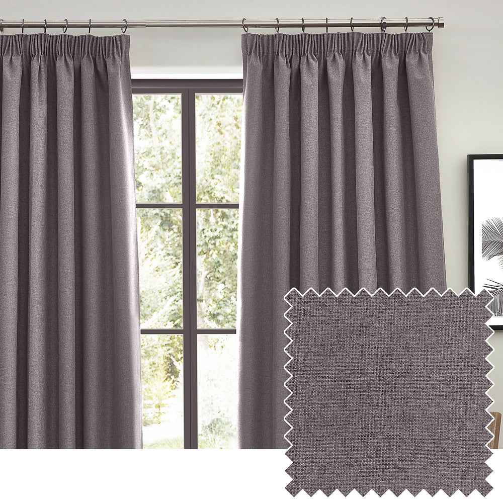 Dawn Textured Blackout Pencil Pleat Curtains Charcoal