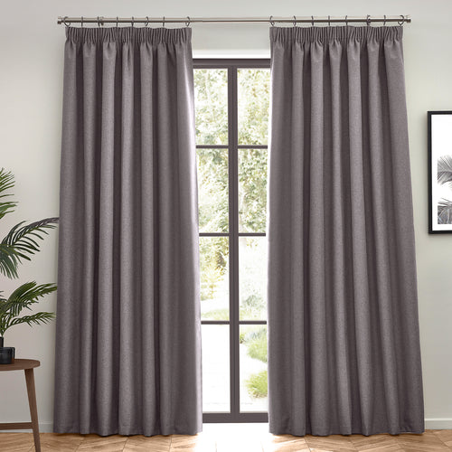 Dawn Textured Blackout Pencil Pleat Curtains Charcoal