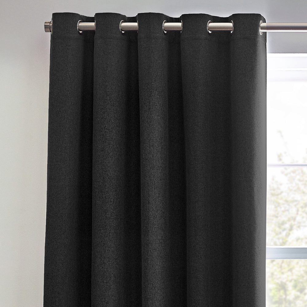 Dawn Textured Blackout Eyelet Curtains Black