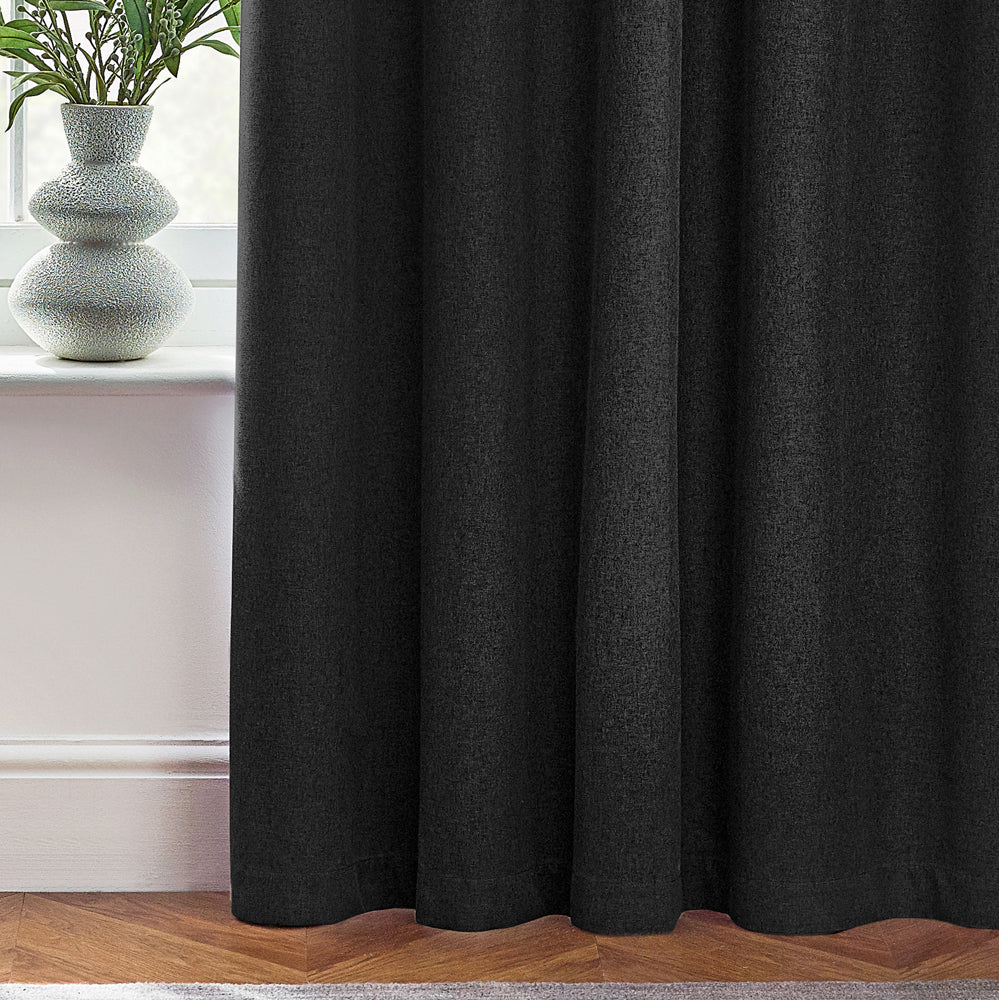 Dawn Textured Blackout Eyelet Curtains Black