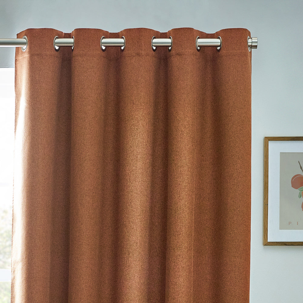 Dawn Textured Blackout Eyelet Curtains Brick