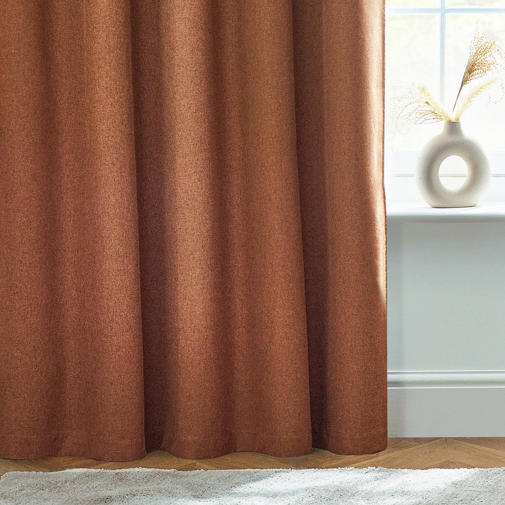 Dawn Textured Blackout Eyelet Curtains Brick
