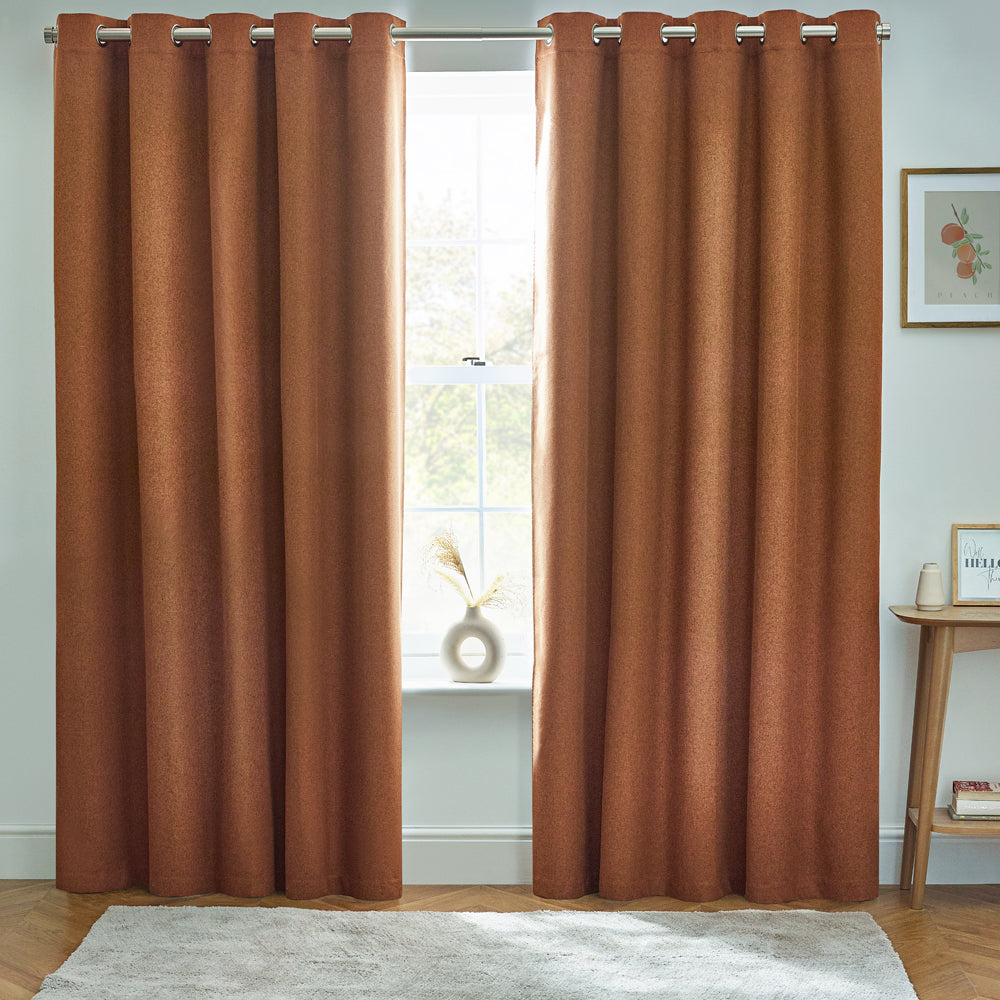 Dawn Textured Blackout Eyelet Curtains Brick