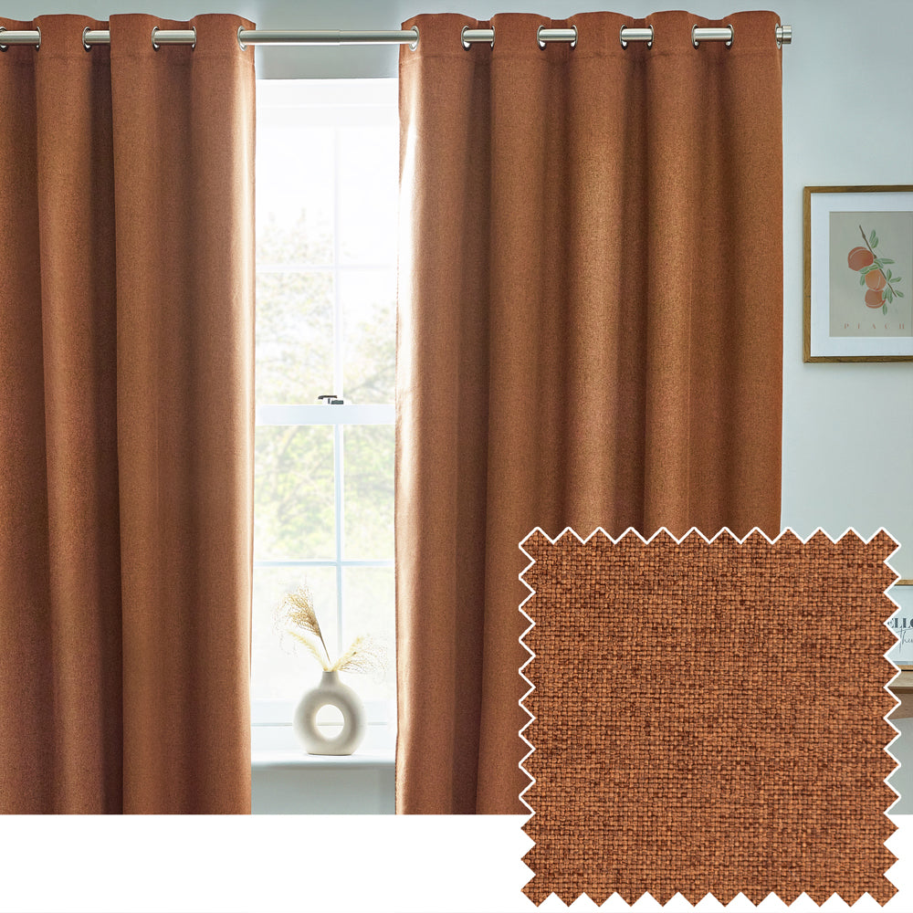 Dawn Textured Blackout Eyelet Curtains Brick