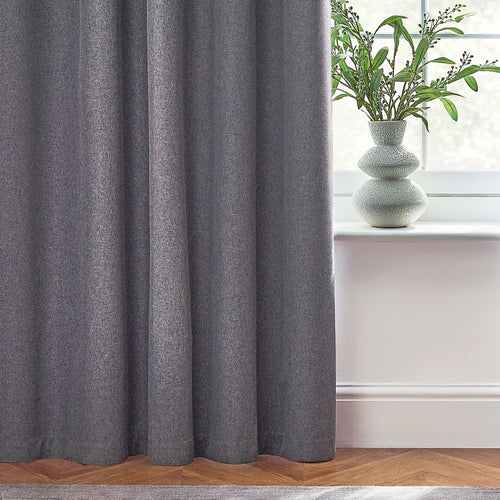 Plain Grey Curtains - Dawn 100% Blackout Thermal Eyelet Curtains Charcoal furn.