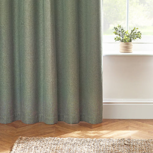 Plain Green Curtains - Dawn 100% Blackout Thermal Eyelet Curtains Eucalyptus furn.