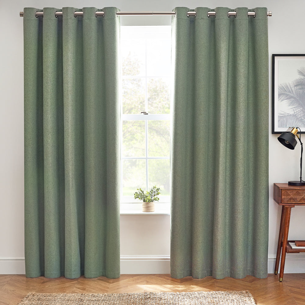 Dawn Textured Blackout Eyelet Curtains Eucalyptus