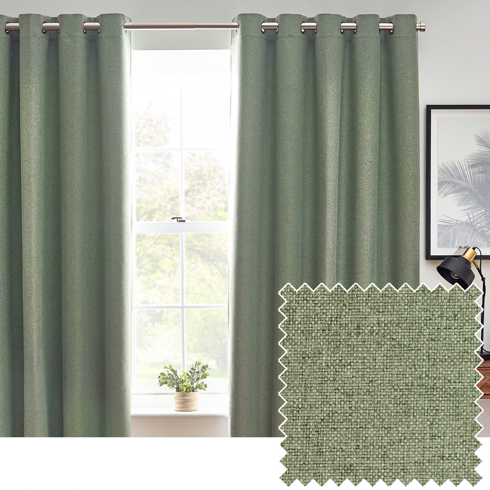 Dawn Textured Blackout Eyelet Curtains Eucalyptus