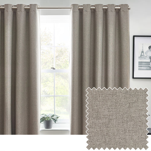 Plain Grey Curtains - Dawn 100% Blackout Thermal Eyelet Curtains Grey furn.