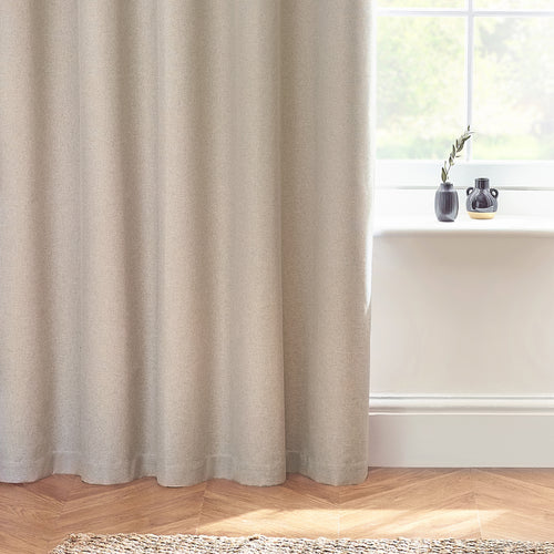 Plain Cream Curtains - Dawn 100% Blackout Thermal Eyelet Curtains Linen furn.