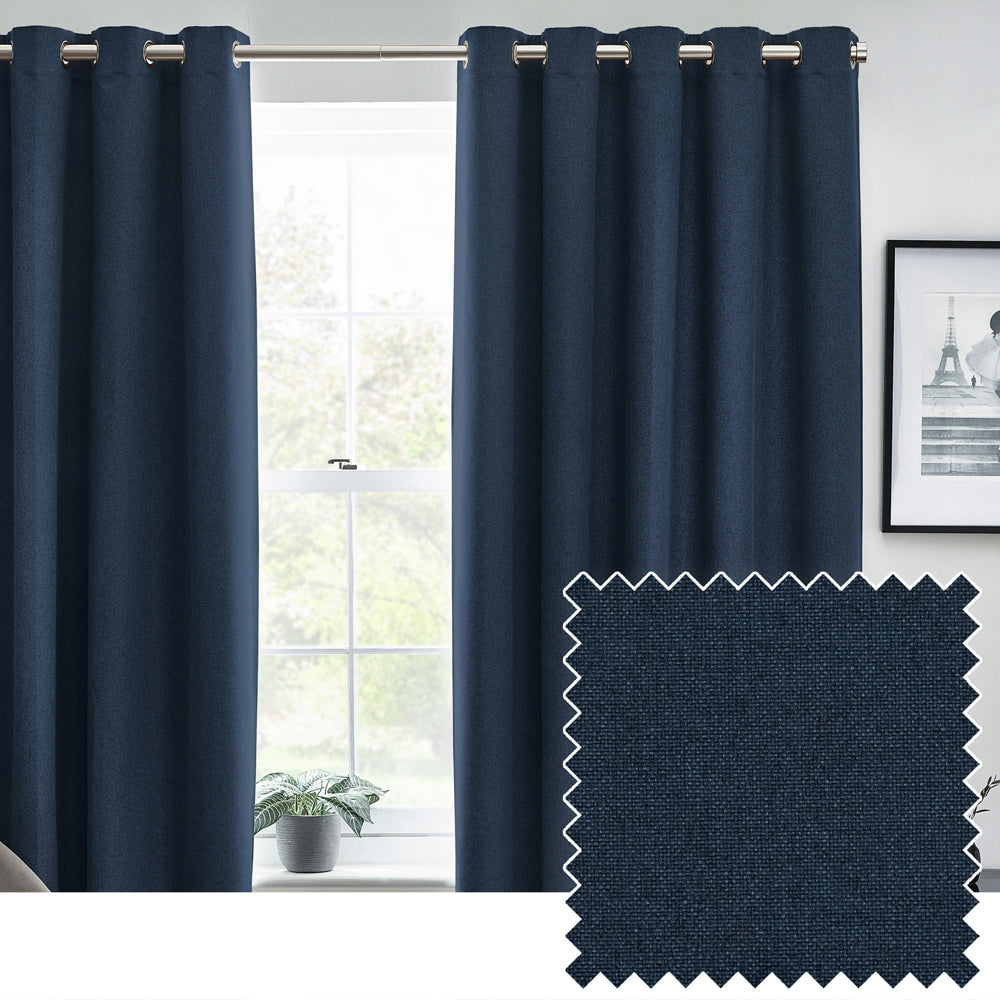 Dawn Textured Blackout Eyelet Curtains Midnight