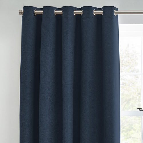 Plain Blue Curtains - Dawn Textured Blackout Eyelet Curtains Midnight furn.