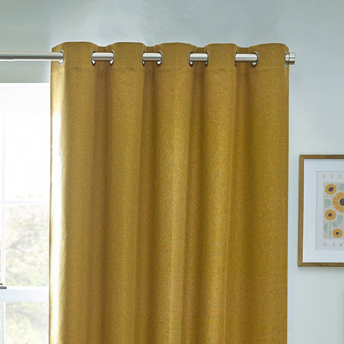 Plain Yellow Curtains - Dawn 100% Blackout Thermal Eyelet Curtains Mustard furn.