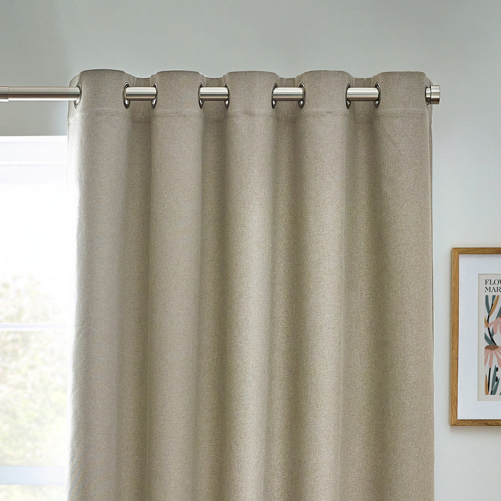Dawn Textured Blackout Eyelet Curtains Natural