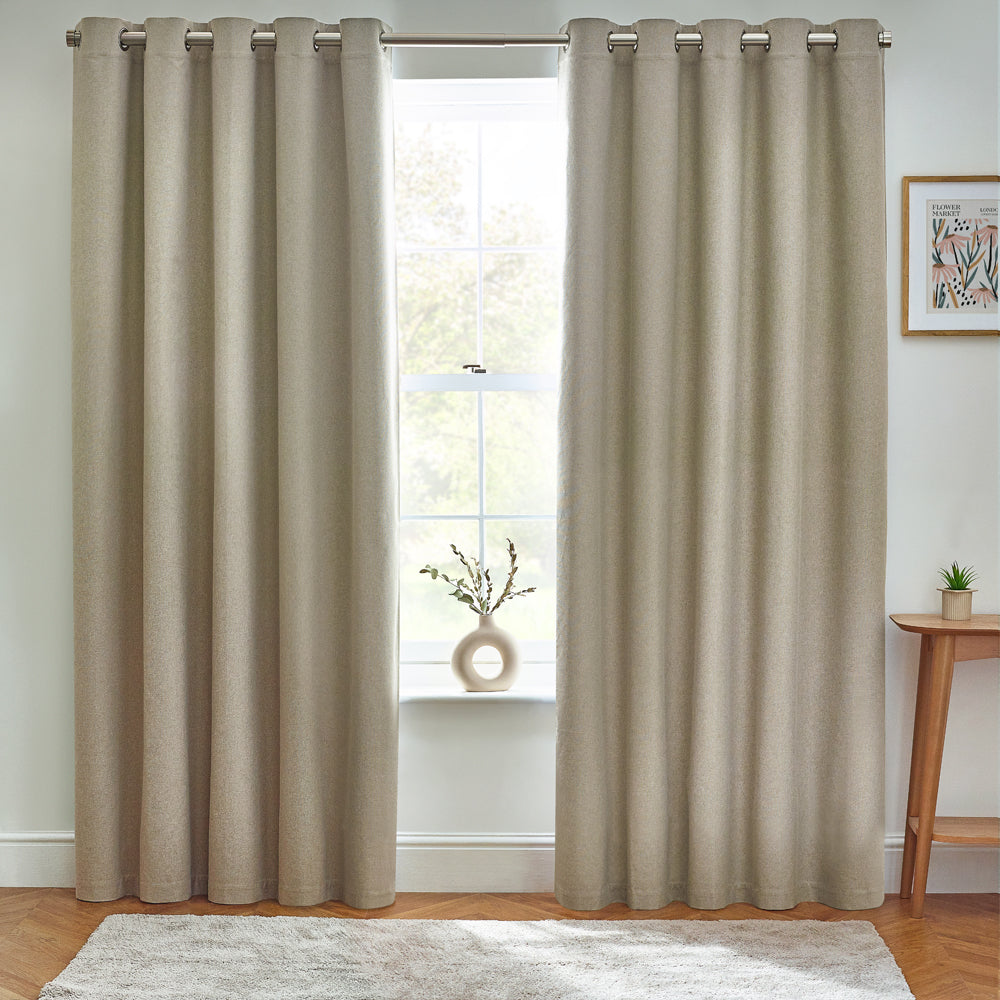 Dawn Textured Blackout Eyelet Curtains Natural