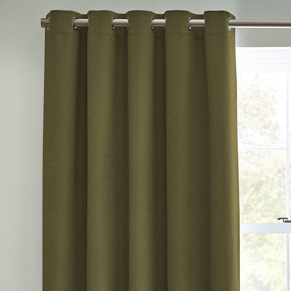 Dawn Textured Blackout Eyelet Curtains Olive