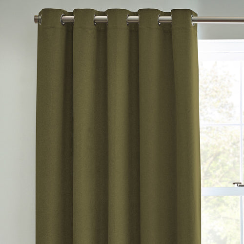 Plain Green Curtains - Dawn Textured Blackout Eyelet Curtains Olive furn.