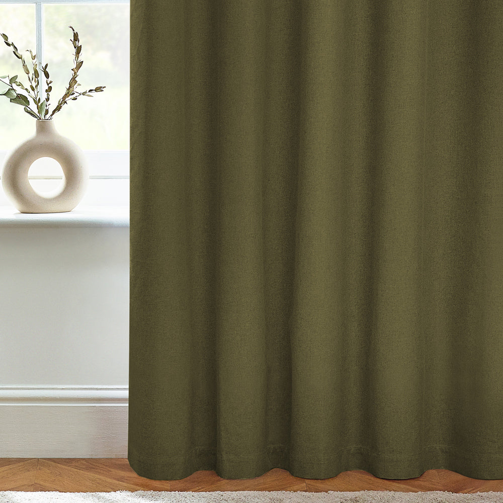 Dawn Textured Blackout Eyelet Curtains Olive
