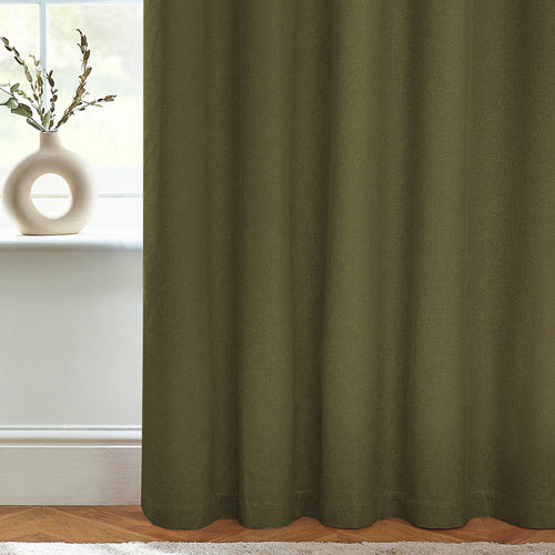 Plain Green Curtains - Dawn Textured Blackout Eyelet Curtains Olive furn.