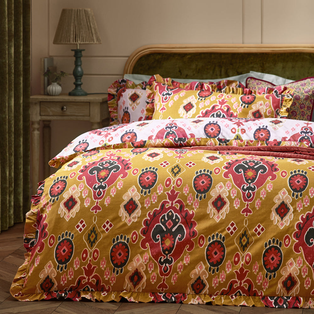 Dawson Ikat Reversible Duvet Cover Set Amber