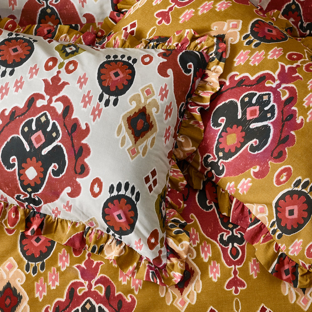 Dawson Ikat Reversible Duvet Cover Set Amber