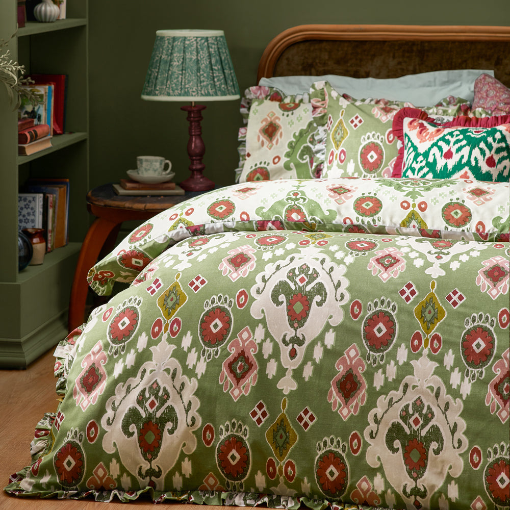 Dawson Ikat Reversible Duvet Cover Set Cedar Green