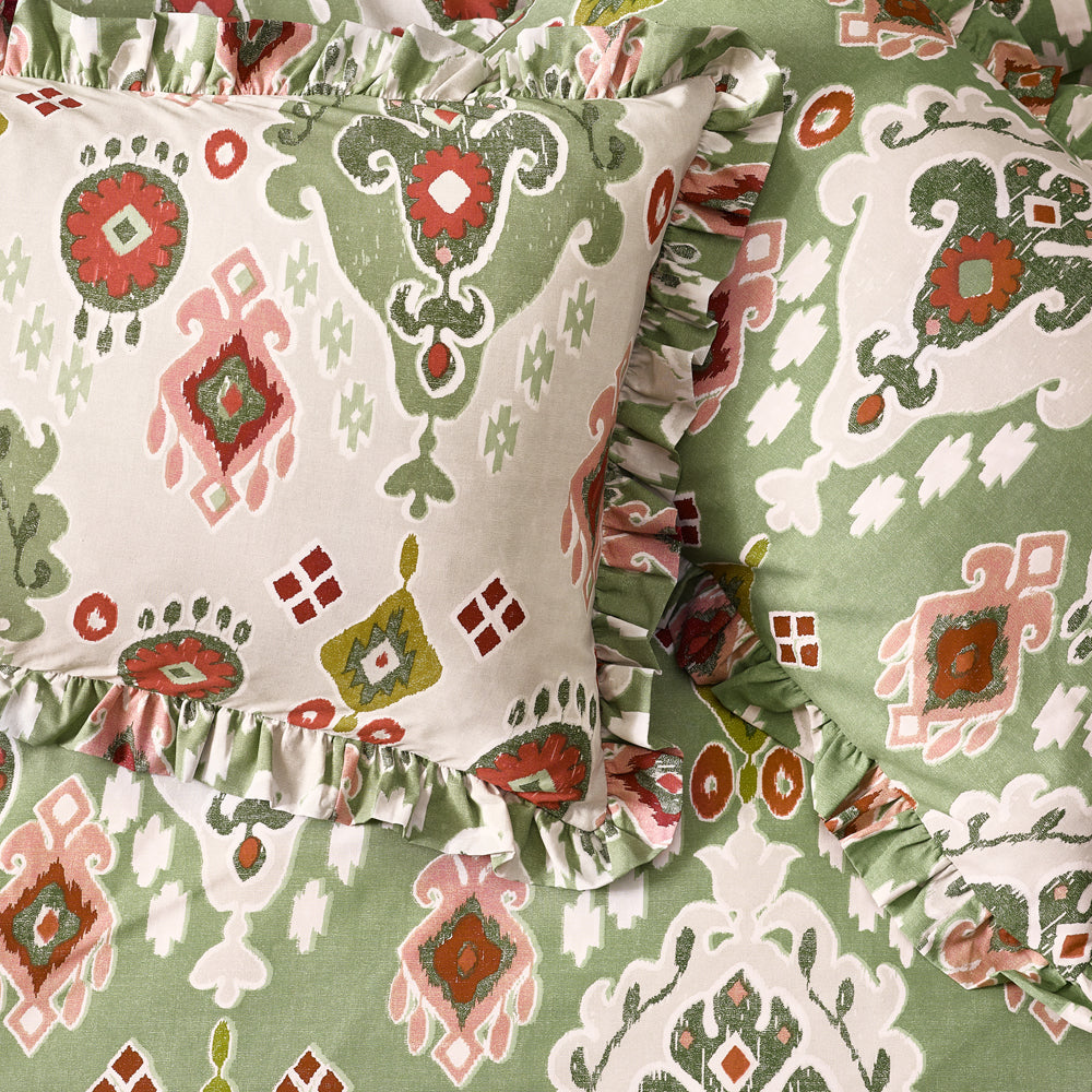 Dawson Ikat Reversible Duvet Cover Set Cedar Green