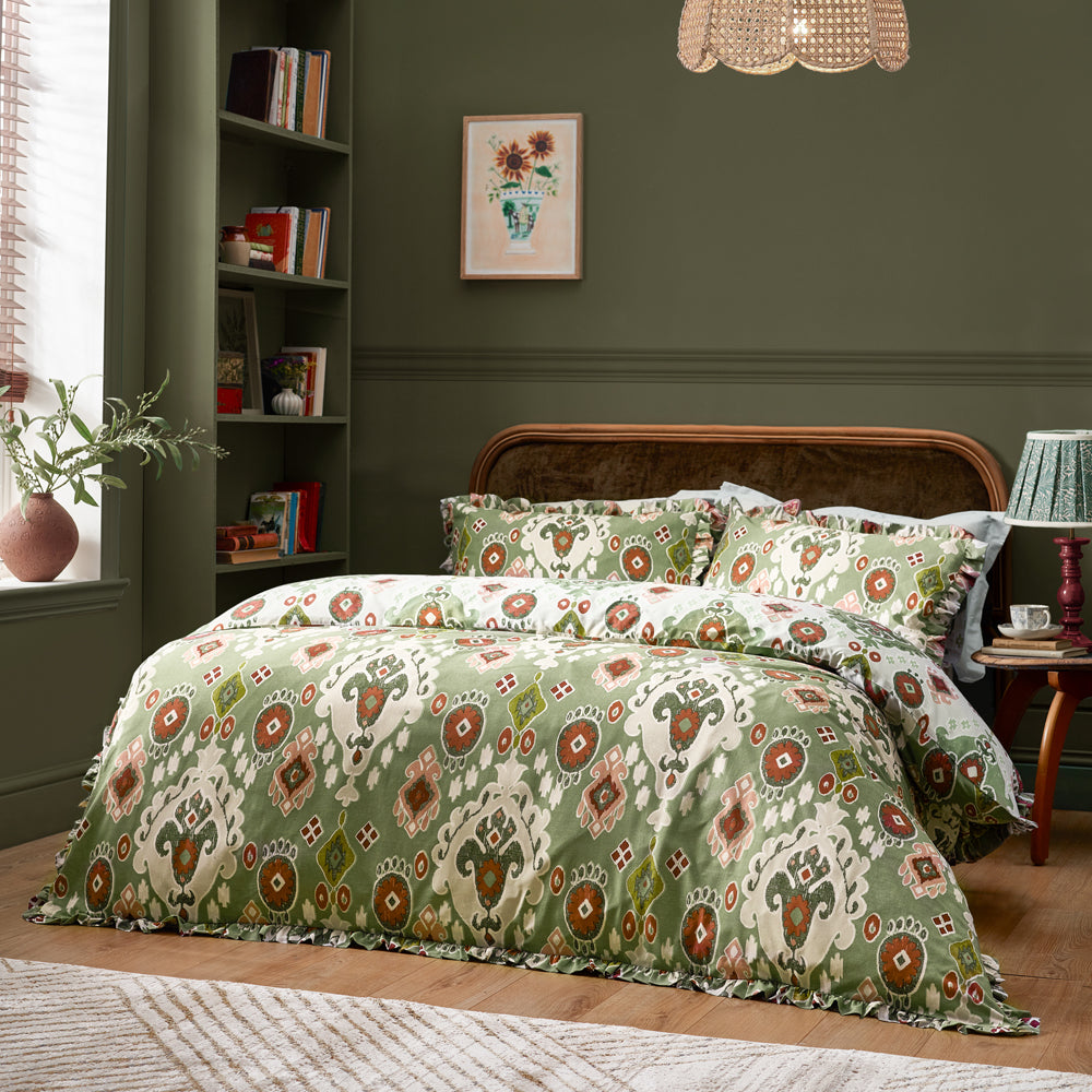 Dawson Ikat Reversible Duvet Cover Set Cedar Green