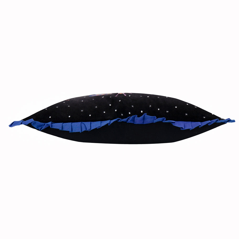 Darkling Beetles Embroidered Velvet Cushion Cobalt/Black