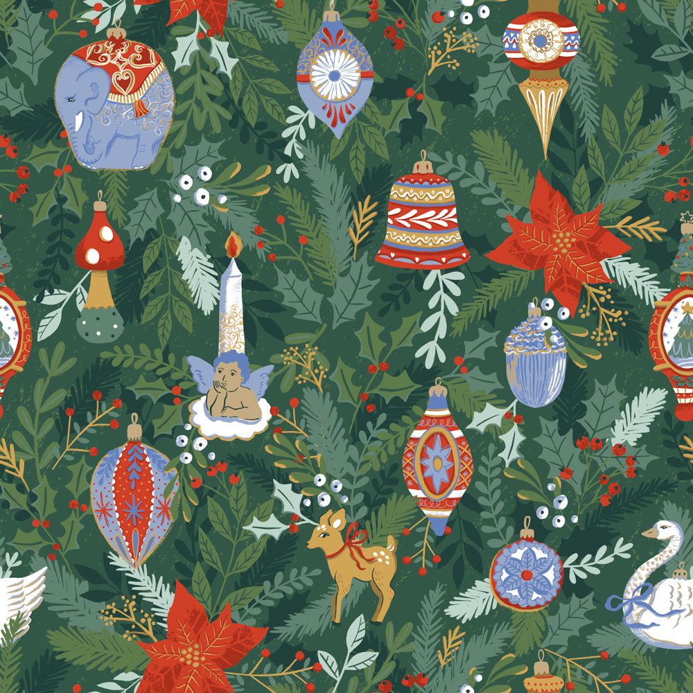 Deck The Halls Christmas Duvet Cover Set Pine Green
