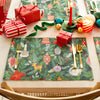 furn. Deck The Halls Set of 4 Christmas Festive Placemats in Green