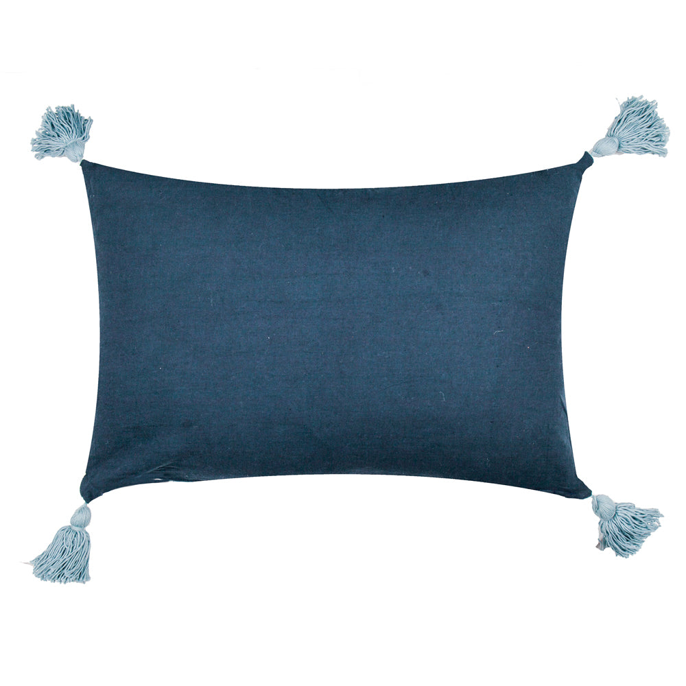 Delphine Floral Tasselled Cushion Delph Blue