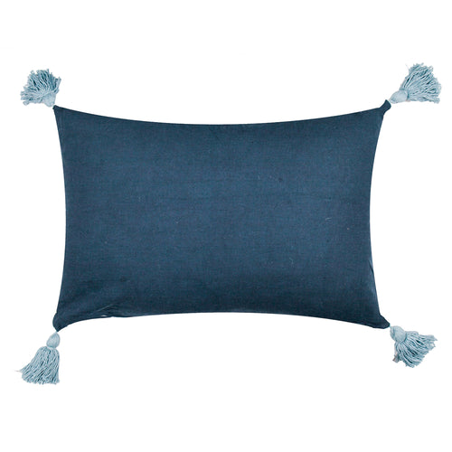 Floral Blue Cushions - Delphine Floral Tasselled  Cushion Cover Delph Blue Paoletti - Seventy Three