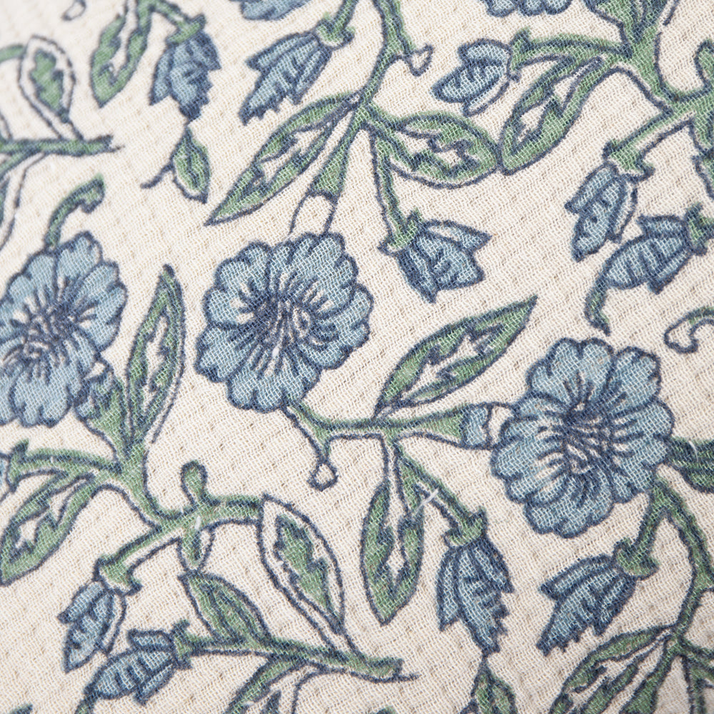 Delphine Floral Tasselled Cushion Delph Blue